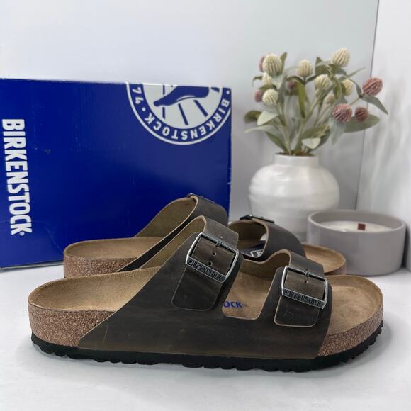 Birkenstock Arizona BS Leather Sandal Faded Khaki Men 13/EU 46 NWD Soft Footbed - Picture 1 of 12